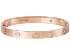 Beautiful Bracelet 18K Rose Gold Plated With Diamonds Size 18cms with box