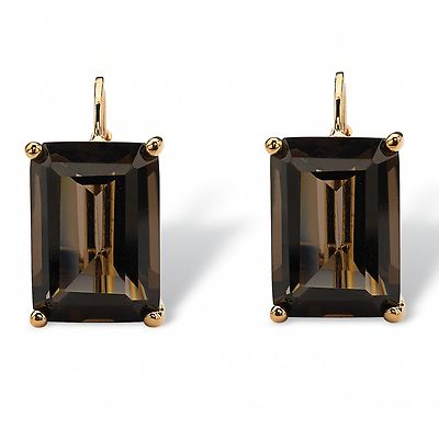 6 CTW EMERALD CUT CHOCOLATE QUARTZ LEVERBACK EARRINGS SEE STORE OTHER GEMS