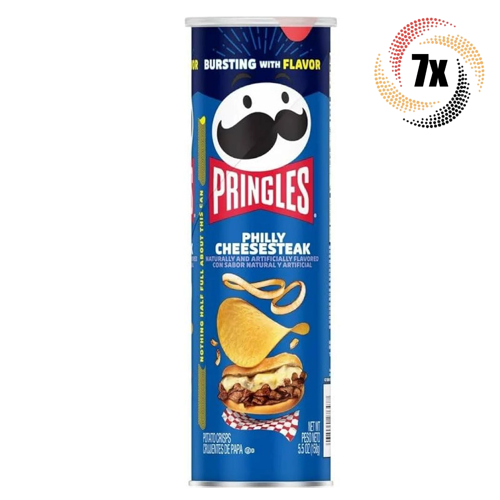 7x Cans Pringles Philly Cheesesteak Bursting Flavor Potato