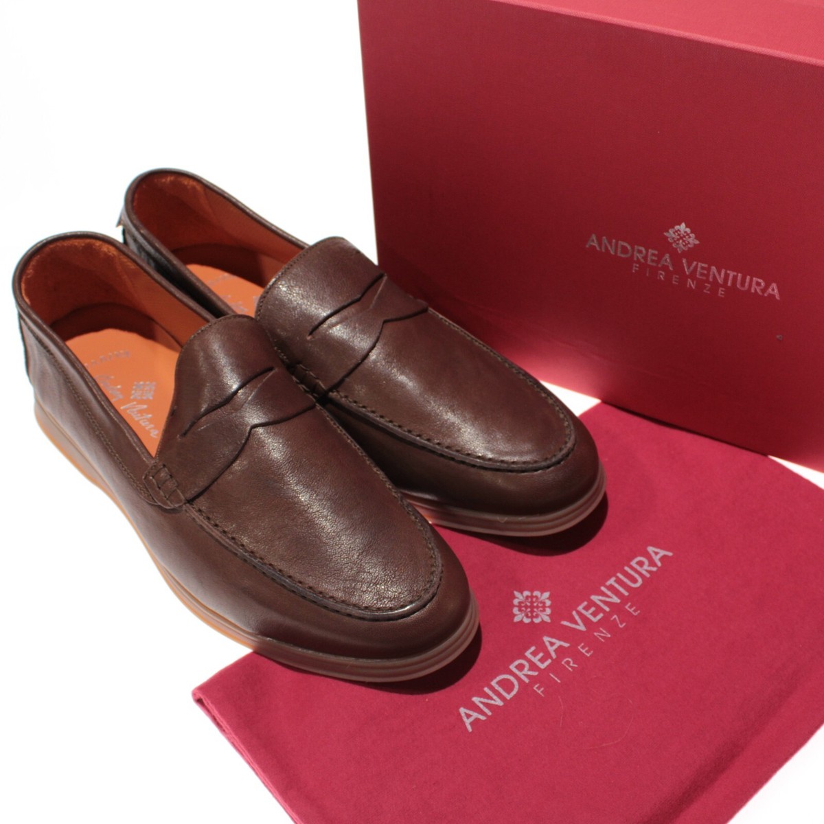 Andrea Ventura NWB Casual Loafers Size 44.5 US 11.5 in Solid Brown Leather Andrea Ventura NWB Casual Loafers Size 44.5 US 11.5 in Solid  main image 3