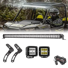 WEISEN Roof 31" LED Light Bar 3" Light Pods Mounts Wire For Polaris RZR XP 1000