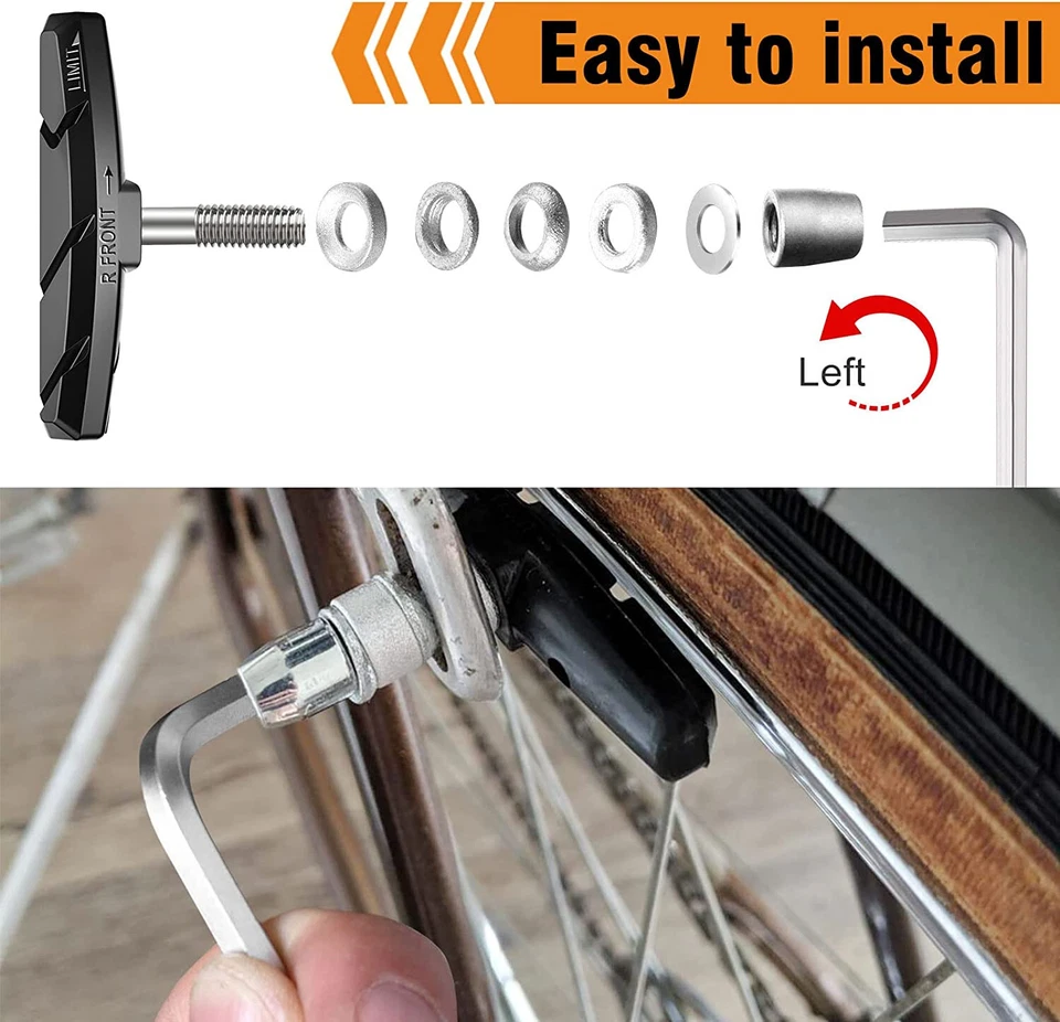 4 pares de almohadillas de freno en V para bicicleta de ciclismo zapatos de bloque 70 mm cuña de tuerca hexagonal de alto grado negro Foto 2 de 4