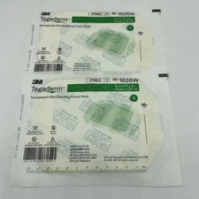 2 Tegaderm Dressing 3M 1626W 4"x4-3/4" Transparent Film Frame Style 2 each