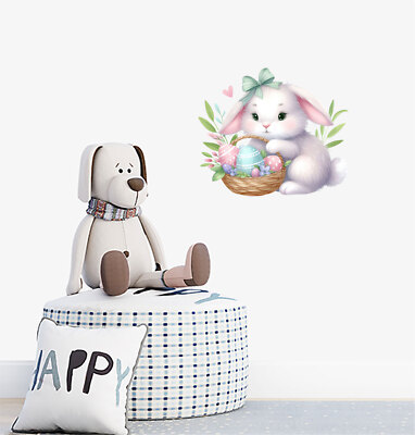 Wandbild Osterhase Hase Ei Blume bunt Van Vinyl Aufkleber Abziehbilder a7111