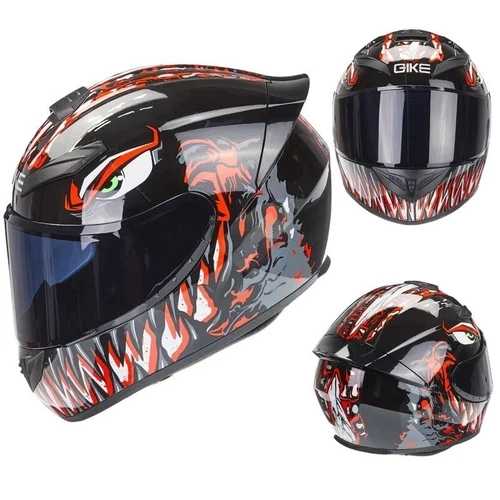 Motorradhelm Stylische Motive Integral Motocross Helm Angry Teeth ®KEMIMOTO DOT - Bild 13 von 17