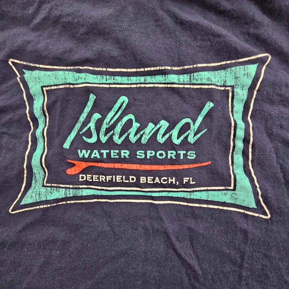 Camiseta Island Water Sports Deerfield Beach FL Azul Manga Corta Algodón Para Hombre L Foto 3 de 4