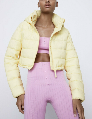QUILTED CROPPED WATER REPELLENT PUFFER 