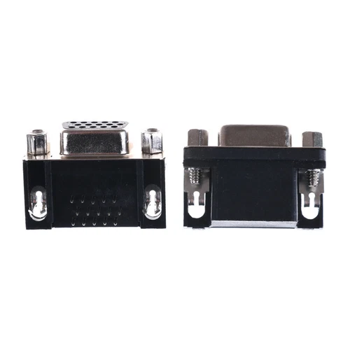 2PCS VGA DB15 15Pin D-SUB 3 Row Female Right Angle PCB Solder Cable Connector-i-