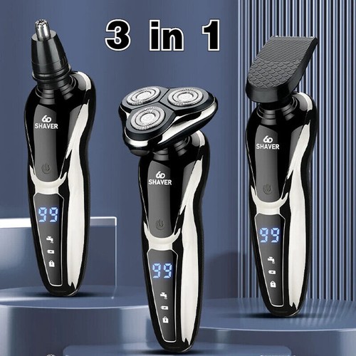 Men's Wet/Dry Electric Shaver Cordless Trimmer Rotary Razor Beard Shaving USB