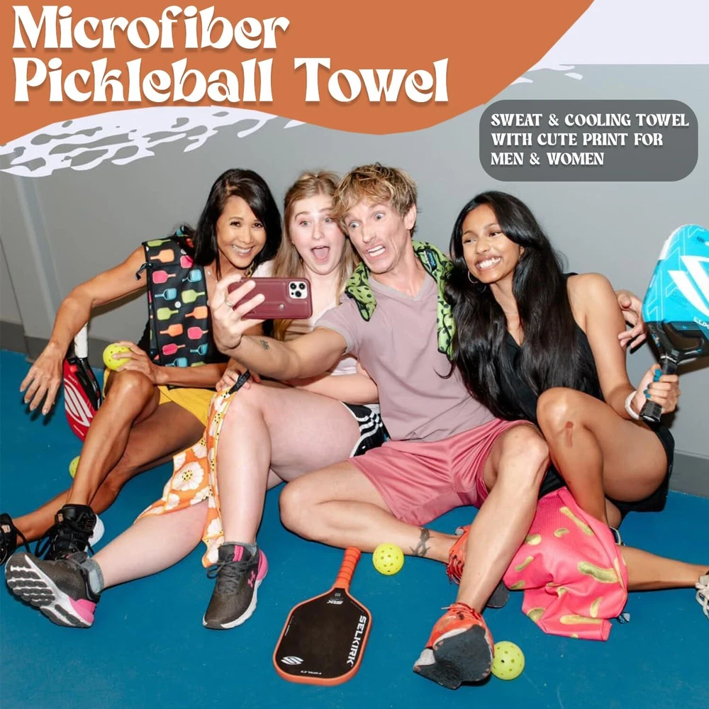 Pickleball Towel - Microfiber Cooling Sweat Towels with Cute Print - Pickleba...