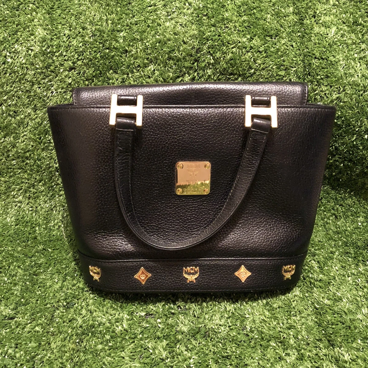 MCM, Bags, Vintage Mcm Logo Hardware Pebbled Leathr Crossbody