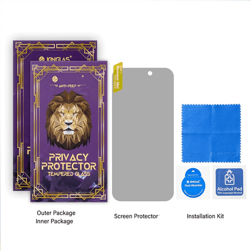 Kinglas Privacy Tempered Glass Screen Protector for iPhone 16 Pro Max (1 Pcs ... - Zdjęcie 5 z 5
