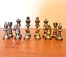 Italfama ? Staunton ? Chess Metal 32 Piece Br...