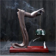 Backflow Incense Burner Creative Ceramic Censer Waterfall Backflow With Cones