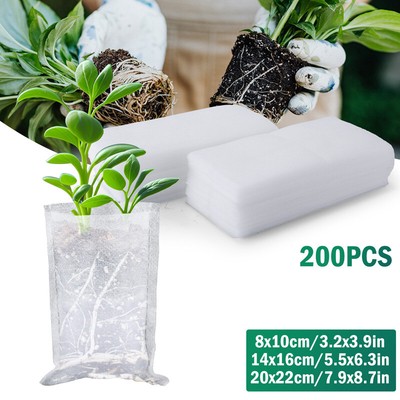 Plant Grow Bags 200pcs Biodegradable Planting Bags Seed Starter Pots Non-Woven