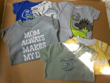 Lot of 6 CARTER'S-GERBER- Toddler Boys 6-9M Short Sleeve Bodysuits Dinosaurs