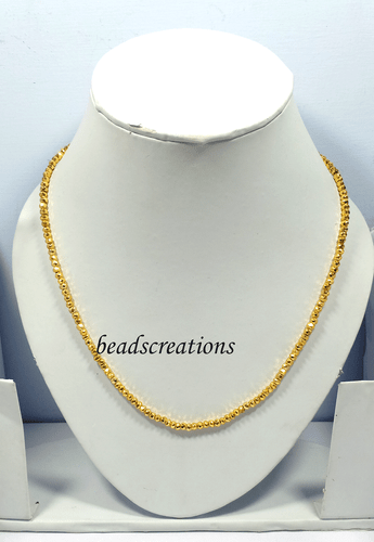 3-4MM Natural Golden Pyrite Faceted Beads Beaded 925 Sterling Silver Necklace - Picture 1 of 8