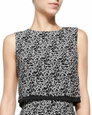 A.L.C. Devoe crop silk top sz 0 XS sleeveless crackle print