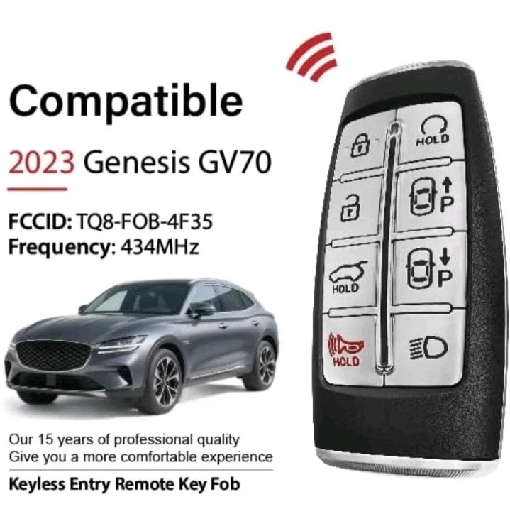Mando a distancia de reemplazo para 2023 Hyundai Genesis GV70 llavero TQ8-FOB-4F35 8 Foto 2 de 4