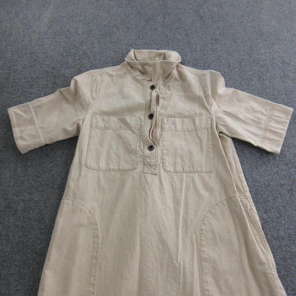 Toast Dress Womens 8 Beige Short Sleeve Popover Utility Pockets Cotton Twill - Image 3 of 4