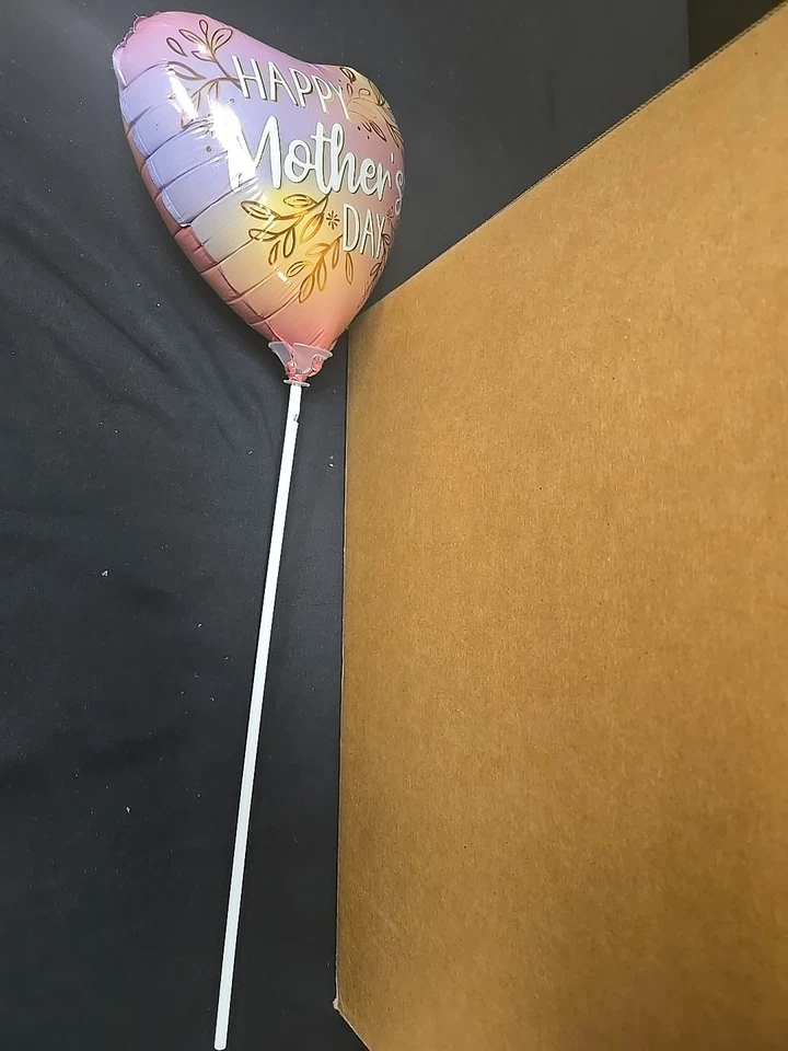 31pc Happy Mothers Day Small 7" Heart Balloons With Stick - Image 4 of 4