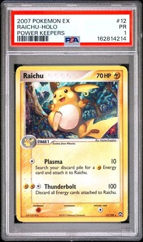 SWIRL PSA 1 2007 Pokemon EX Power Keepers Raichu Holo Foil Rare 12/108