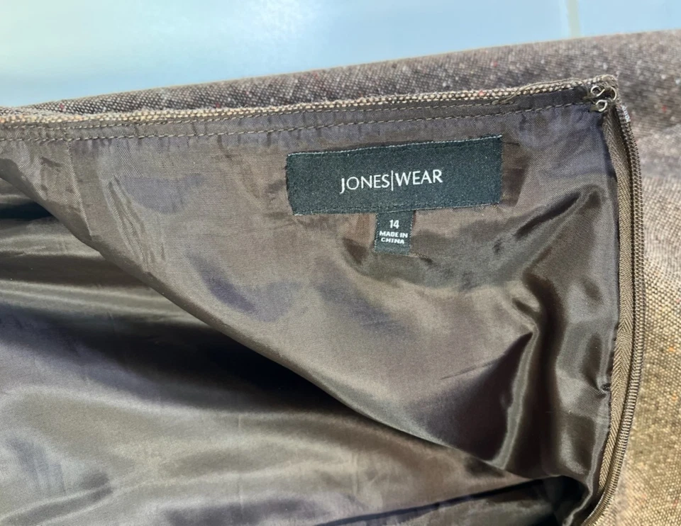 Falda midi Jones Wear para mujer marrón tweed mezcla de lana línea A talla 14  Foto 4 de 4