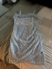 Dillards Poppies And Roses Girls 16 Plume-Trim Stretch Sequin Dress Powder Blue — photo 1
