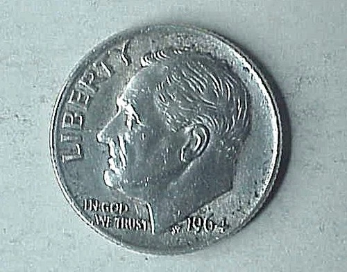 Circ. 1964-P  90% silver Roosevelt dime. Very good shape! LOOK!