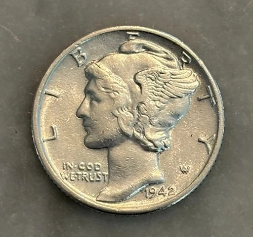 1942-P Mercury Dime - AU - About Uncirculated - 90% Silver