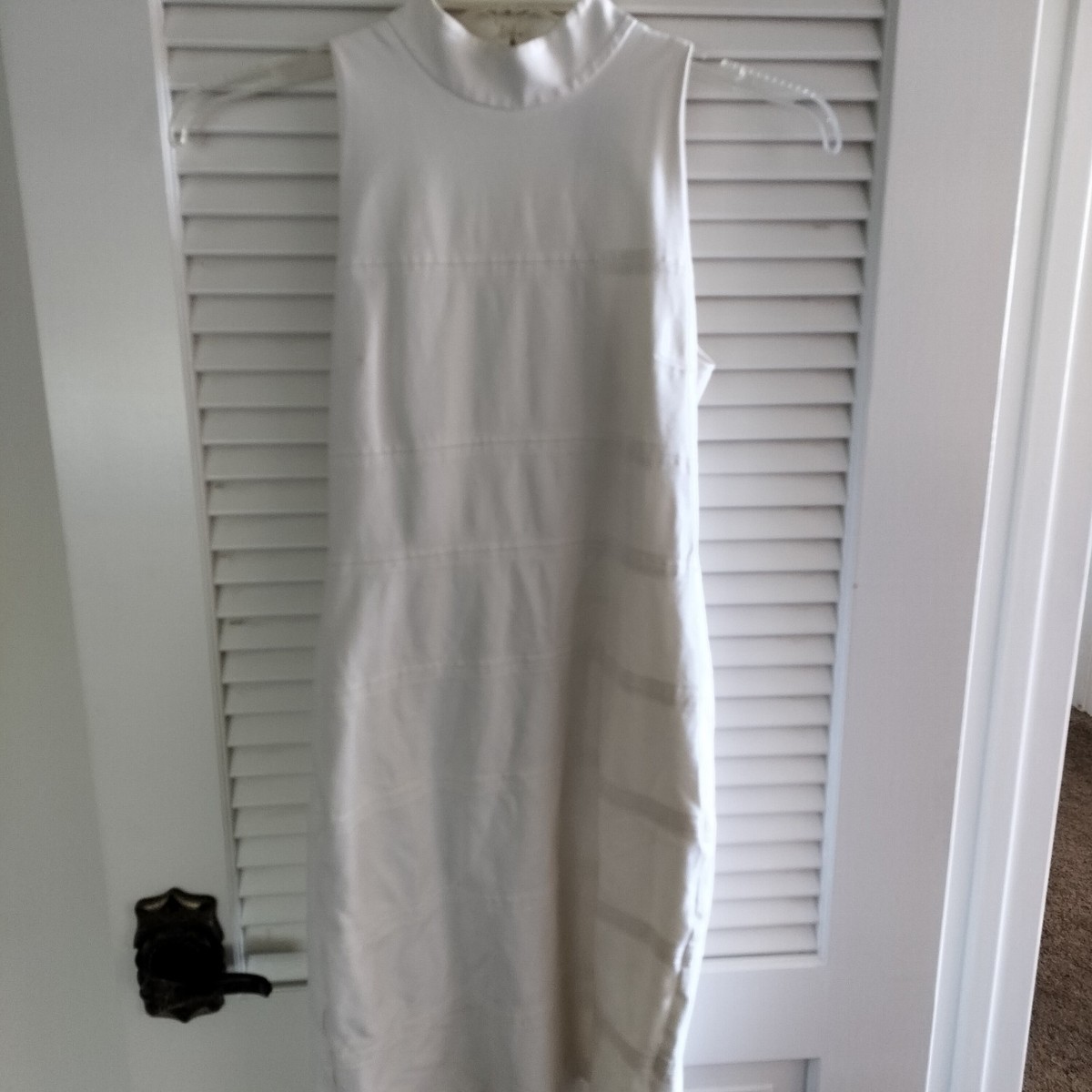 White House Black Market Womens Ivory Mock Neck Ponte Sheath Dress Size