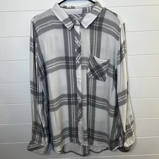 Rails Hunter Button Down in Ash Cinder White Black Gray Plaid Soft Large