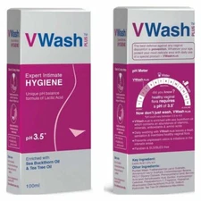 2 x V Wash Plus Intimate Wash PH Balance 100 ml Cleaning Female Vaginal area