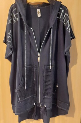 Jacke Damen Kurzarm von  Tredy Gr.40 mit Kapuze in dunkelblau