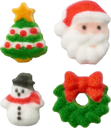 Lucks Dec-Ons Molded Sugar/Cup-Cake Topper, Christmas Charms Assortment, 5/8 Inc