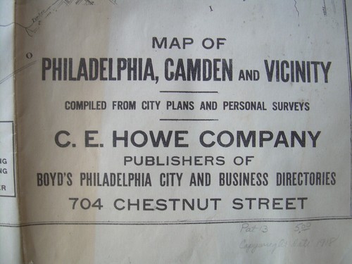 Map of Philadelphia, Camden and Vicinity; C.E.Howe and Co. 1918 - Picture 3 of 4
