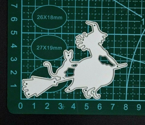 Halloween Witch & Cat On Broomstick Metal Cutting Die Card making *UK SELLER* D1 - Picture 4 of 4