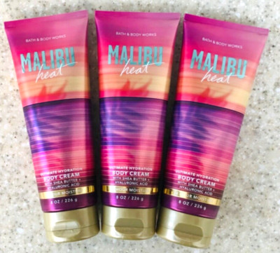 3 Bath & Body Works MALIBU HEAT Body Cream 8oz LOT/SET of 3