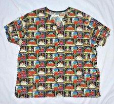 WS Gear Halloween Scrub Top Pumpkins Ghosts Skeletons Women's Size 2XL