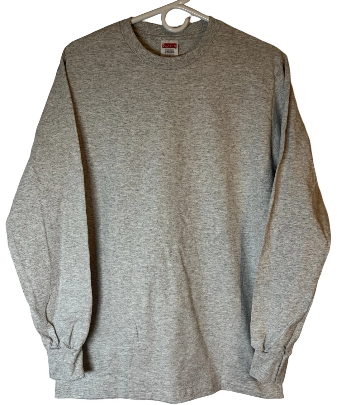 Chemise homme manches longues unie grise loup suprême neuve sans étiquette petite prérétrécie fabriquée aux États Unis