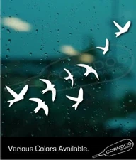 Birds Decal STICKER VINYL DECAL SWALLOWS FLYING FLIGHT DOVE FREE PEACE UNCHAINED