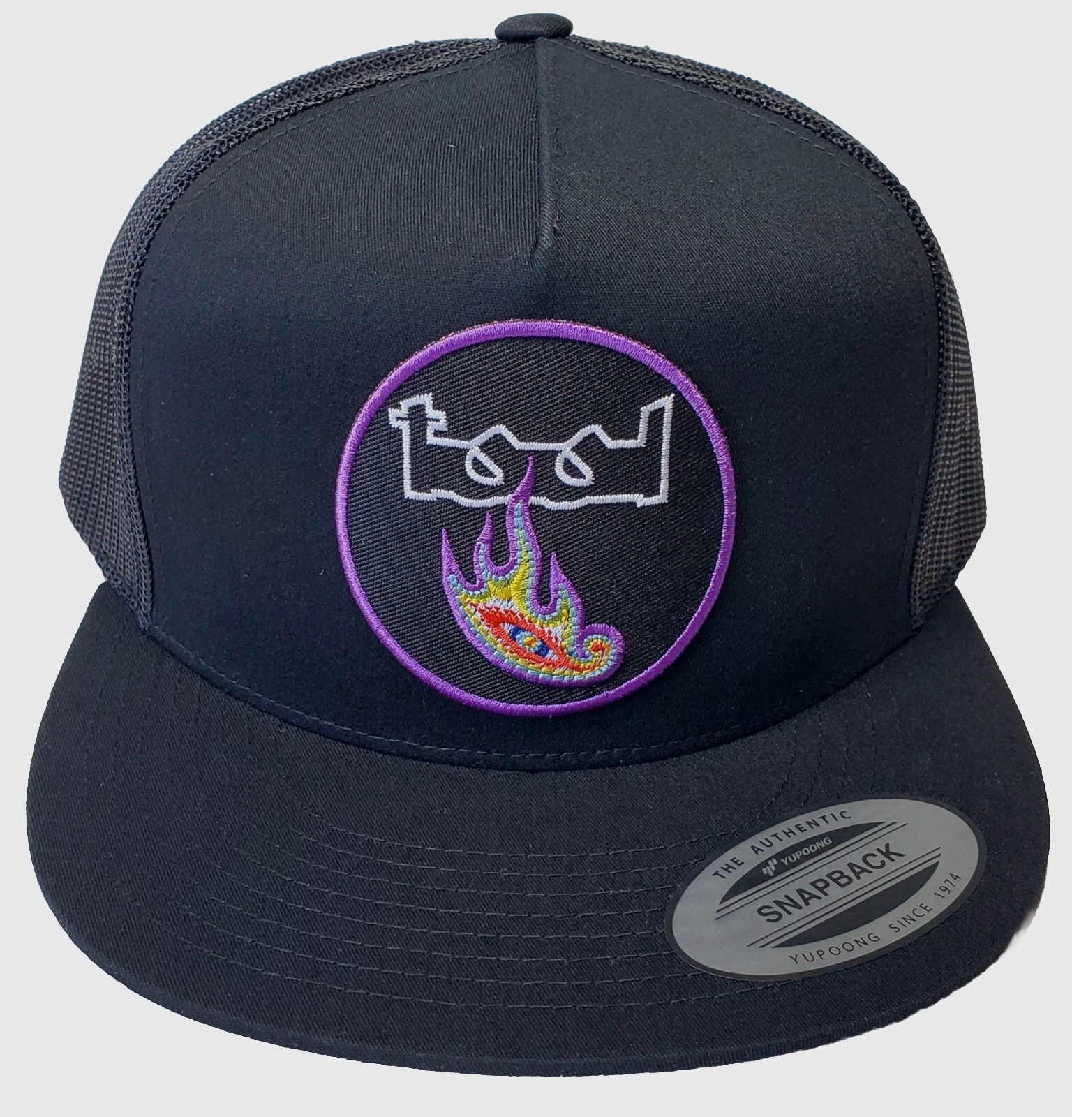 TOOL Lateralus Eye Flame Embroidered Patch Trucker Hat/YP Classics 6006 / Black