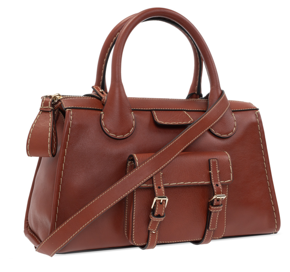 CHLOÉ Edith Medium Tote Day Bag Topstuched Leather Tasche