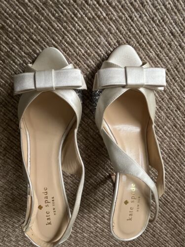 Kate Spade Heels Slingback Silver Glitter Open-Toed Shoes UK 4 / US 7B - Picture 3 of 18