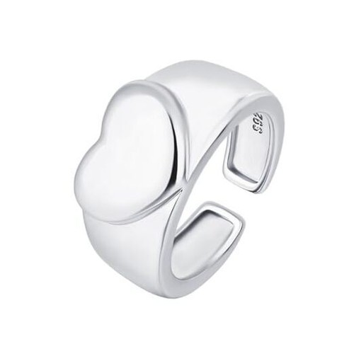Minimalist Heart Chunky Statement Ring Love Hearted Adjustable Open Stacking
