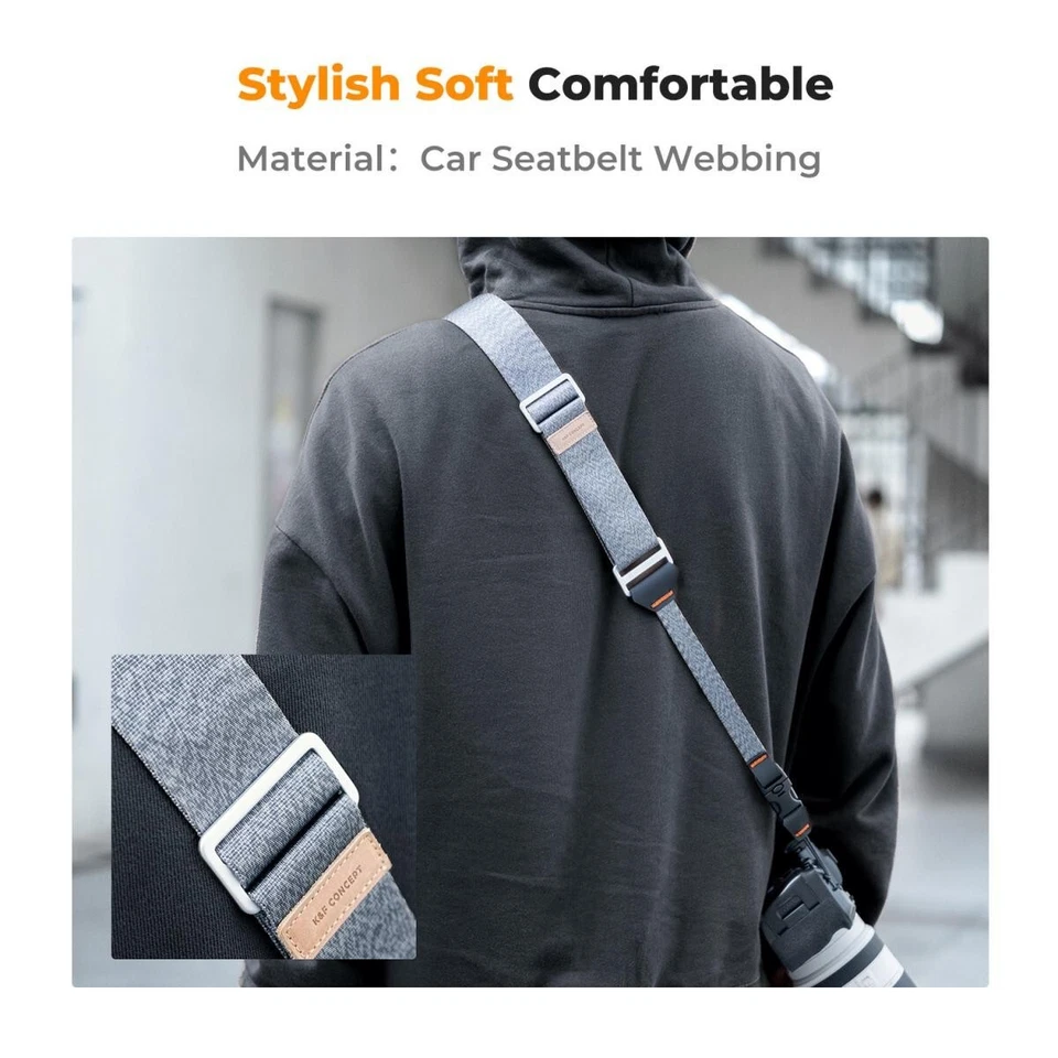 Correa de hombro ajustable para cámara K&F Concept 100-145 cm ancho-45 mm gris Foto 4 de 4