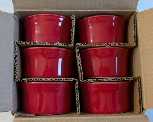 Brand NEW Case of 6 FIESTA SCARLET Red 8 ounce oz Ramekin Cup Souffle With Label