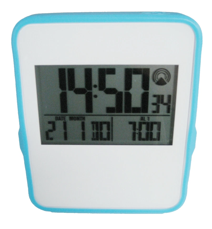 Digital-Funkwecker in Weiß  2 Weckzeiten und 2 Farbringe Displaybeleuchtung - Bild 2 von 4