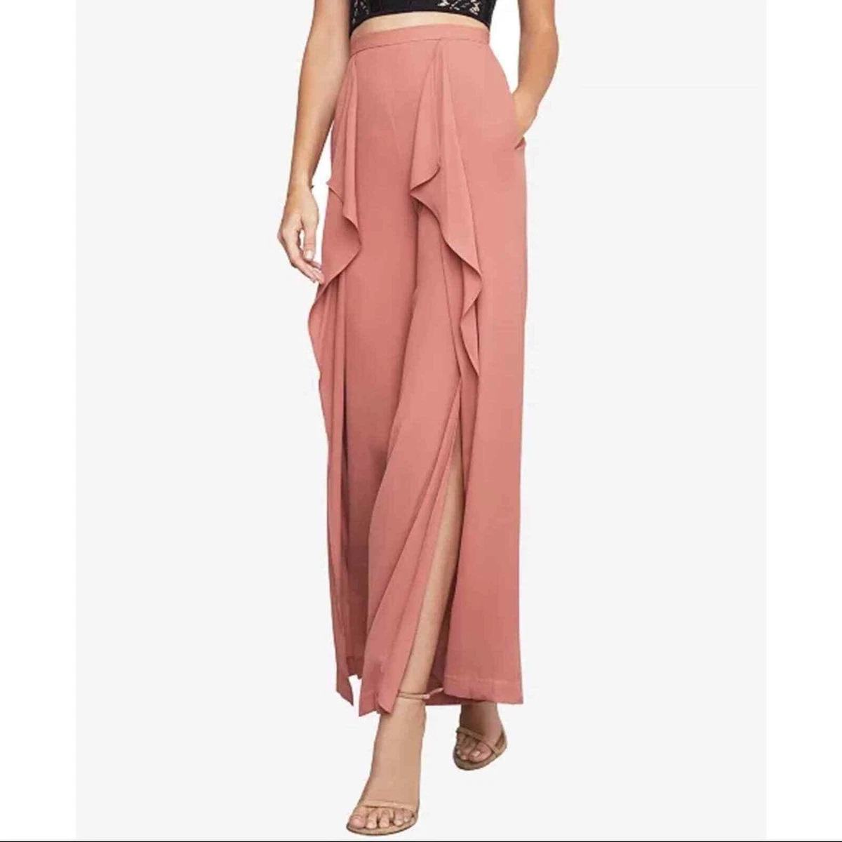 BCBGMAXAZRIA Jackee Draped Slit Wide Leg Pants