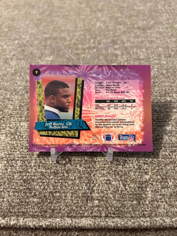 1995 Topps Finest #9 Jeff Burris ROOKIE CARD - Image 2 of 2